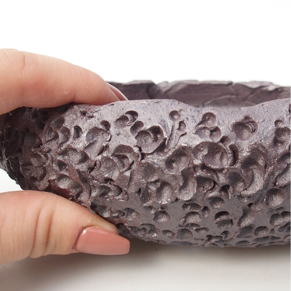 Keramická bonsajová miska 18 x 17 x 5 cm, farba kovu