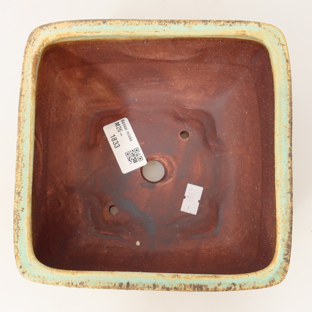 Keramická miska na bonsai 16,5 x 16,5 x 9,5 cm, farba zelená