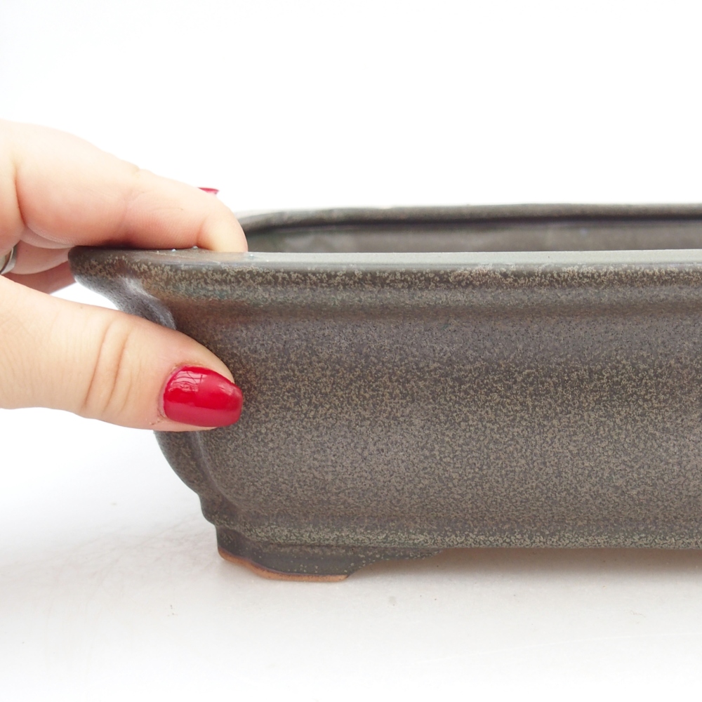 Keramická miska na bonsaje 27,5 x 22 x 7 cm, sivá