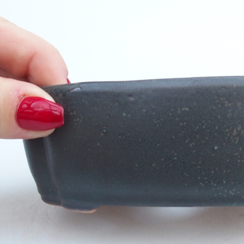 Keramická miska na bonsaje 12,5 x 9,5 x 4,5 cm, sivá