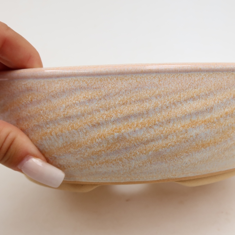 Keramická miska na bonsaje 21 x 21 x 6,5 cm, farba béžová