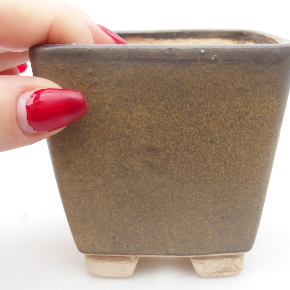 Keramická miska na bonsaje 7,5 x 7,5 x 7,5 cm, hnedá