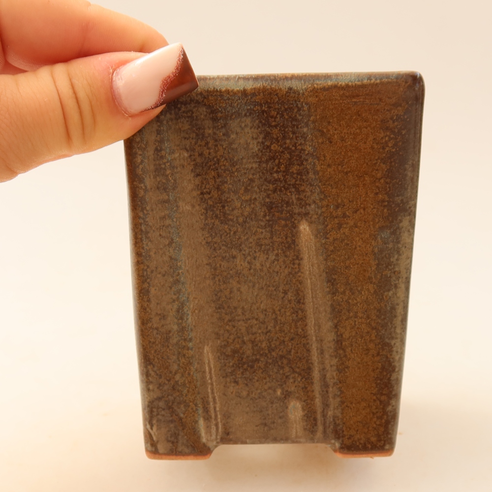 Keramická miska na bonsaje 7,5 x 7,5 x 10 cm, farba hnedá