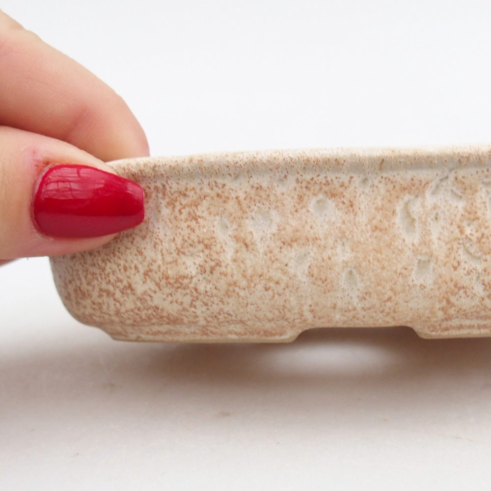 Keramická miska na bonsaje 12 x 8,5 x 3 cm, farba béžová
