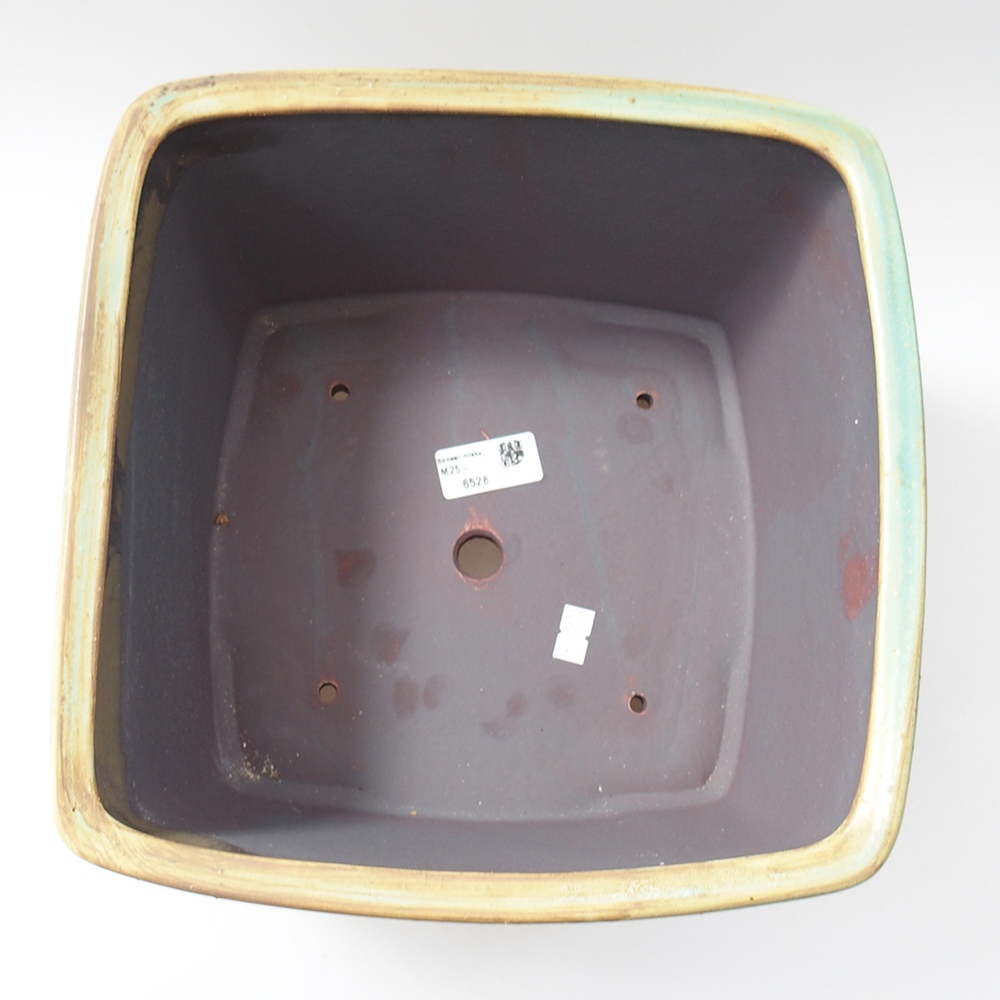 Keramická miska na bonsaje 26,5 x 26,5 x 16 cm, zelená