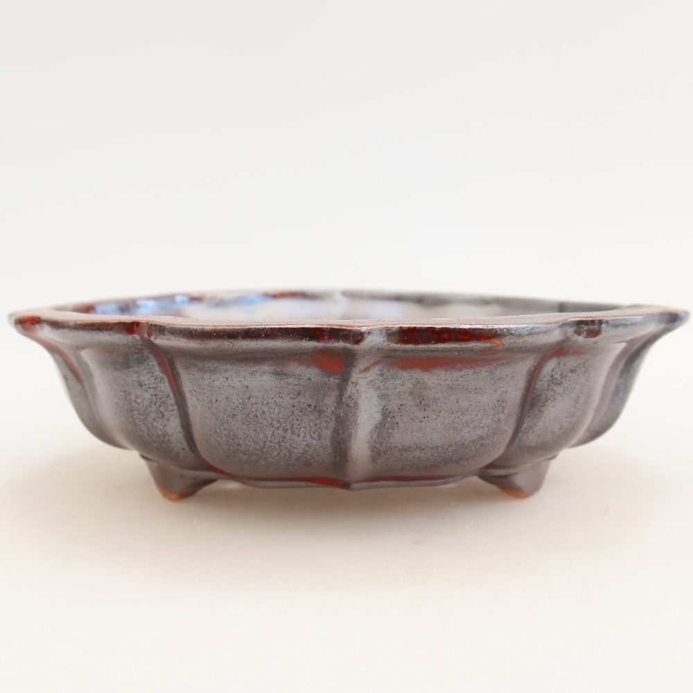 Keramická miska na bonsaje 18,5 x 18,5 x 5 cm, farba: kovová