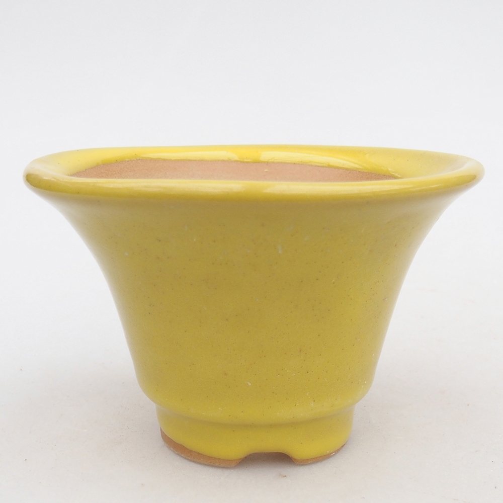 Keramická miska na bonsaje 10,5 x 10,5 x 7 cm, žltá