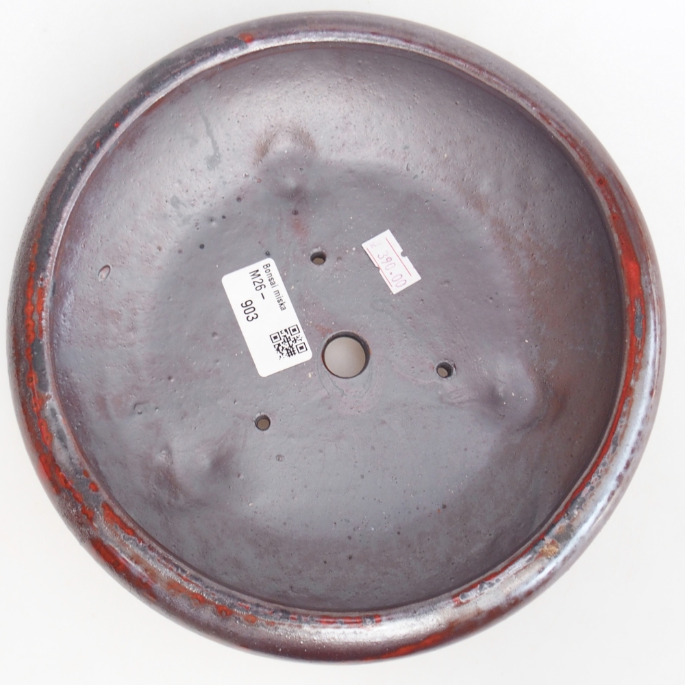 Keramická miska na bonsaje 21 x 21 x 6,5 cm, farba čierna červená