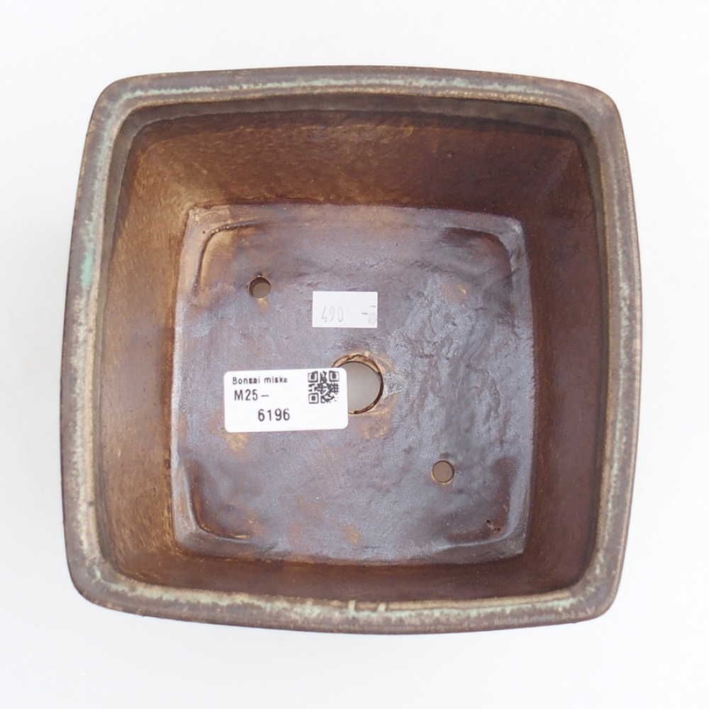 Keramická bonsai miska 15 x 15 x 9,5 cm, farba zelená