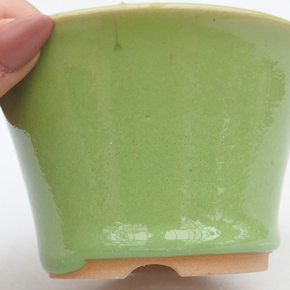 Keramická bonsajová miska 11 x 11 x 7 cm, zelená