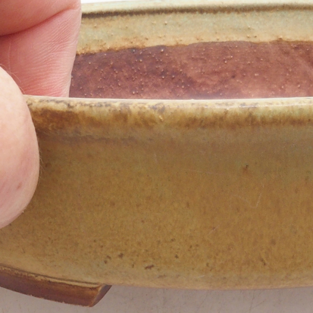 Keramická bonsai miska 17 x 15 x 4 cm, farba zelená