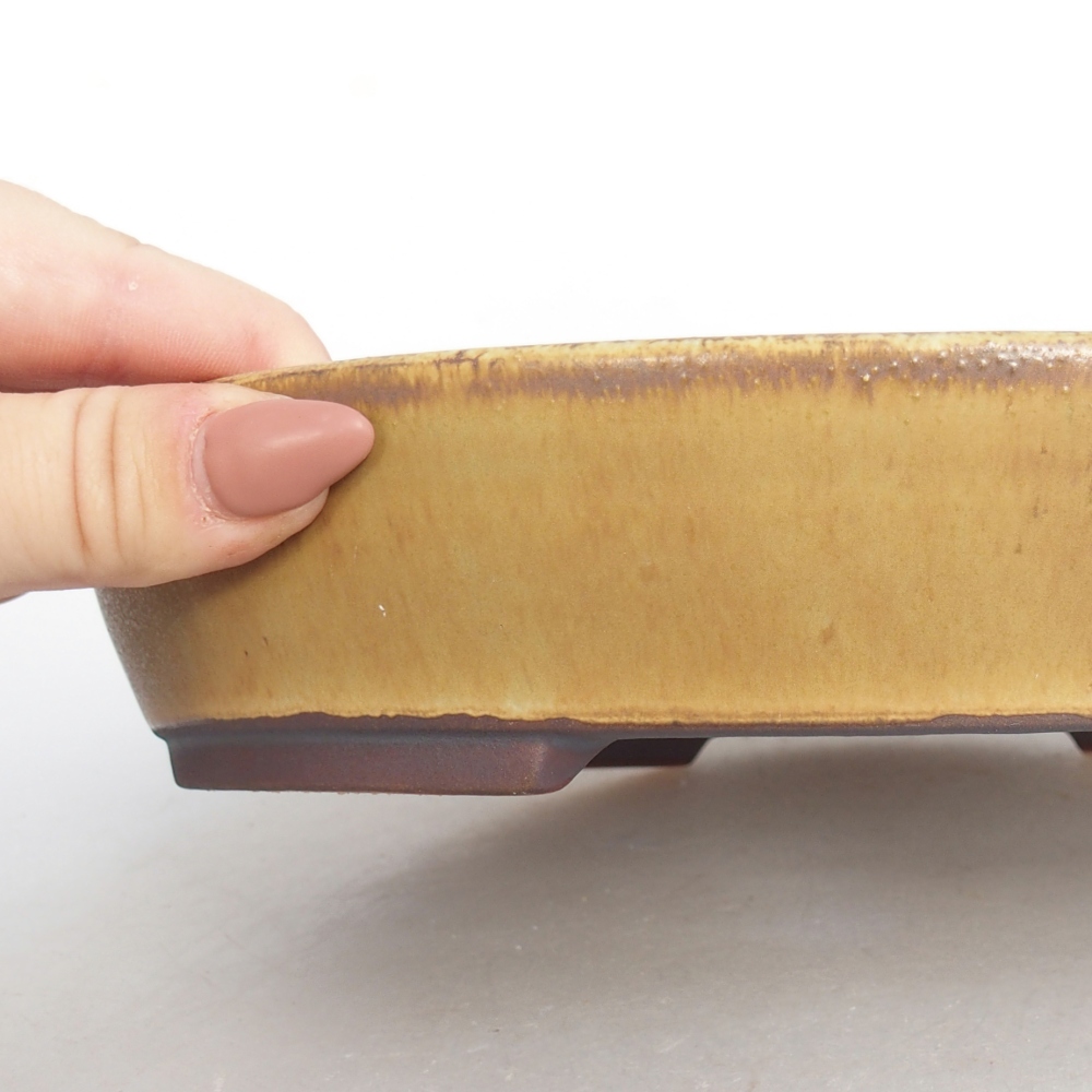 Keramická bonsajová miska 22,5 x 20 x 4,5 cm, zelená