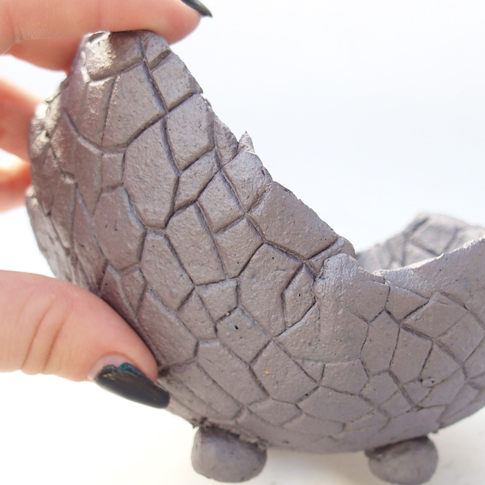 Keramická mušľa 13 x 13 x 10 cm , kovová farba