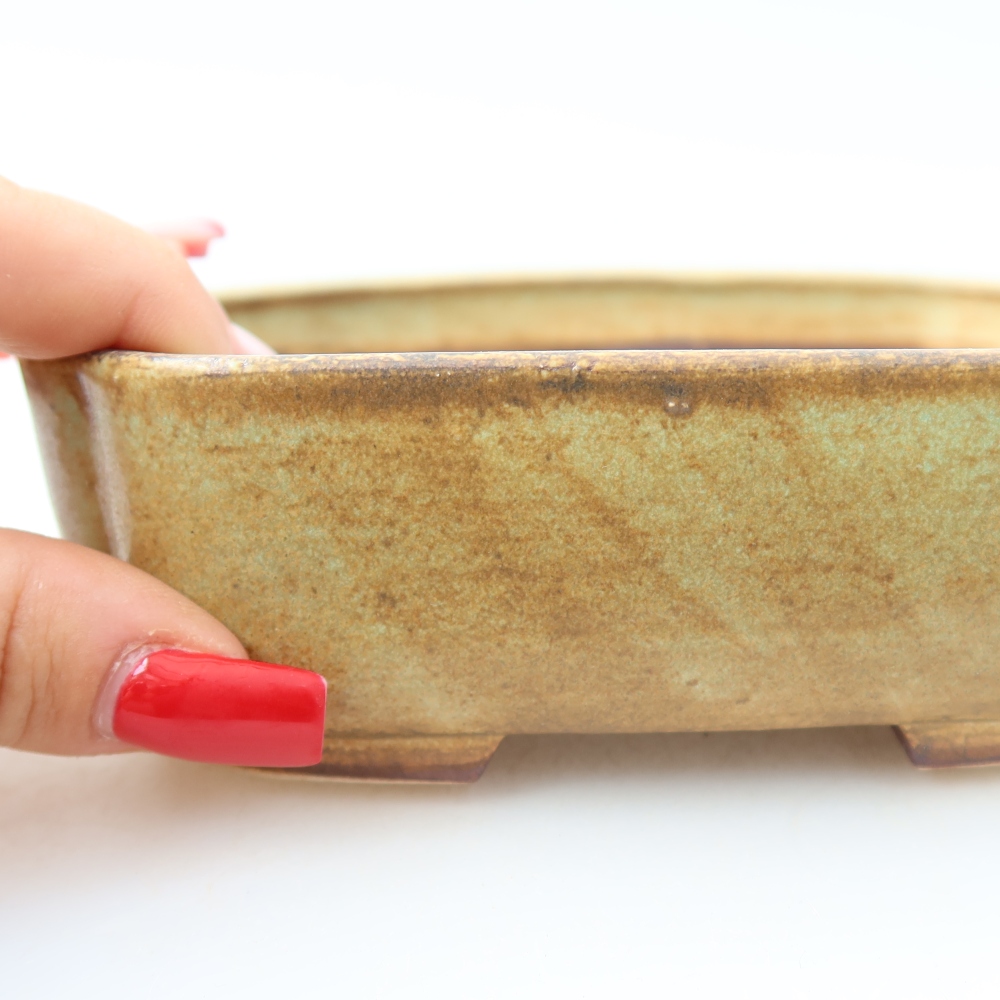Keramická miska na bonsaje 13,5 x 12 x 4 cm, farba zelená