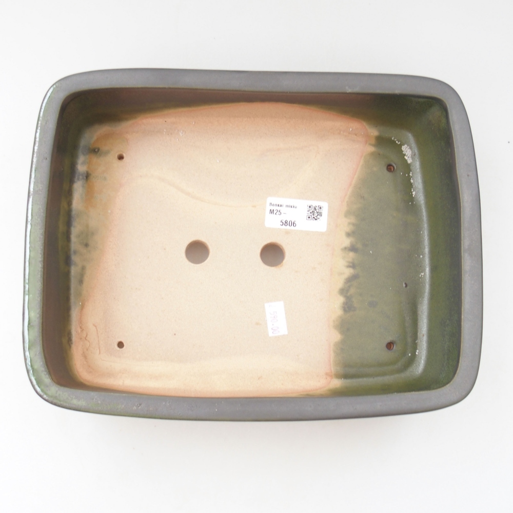 Keramická bonsai miska 26,5 x 20,5 x 6,5 cm, farba zelená