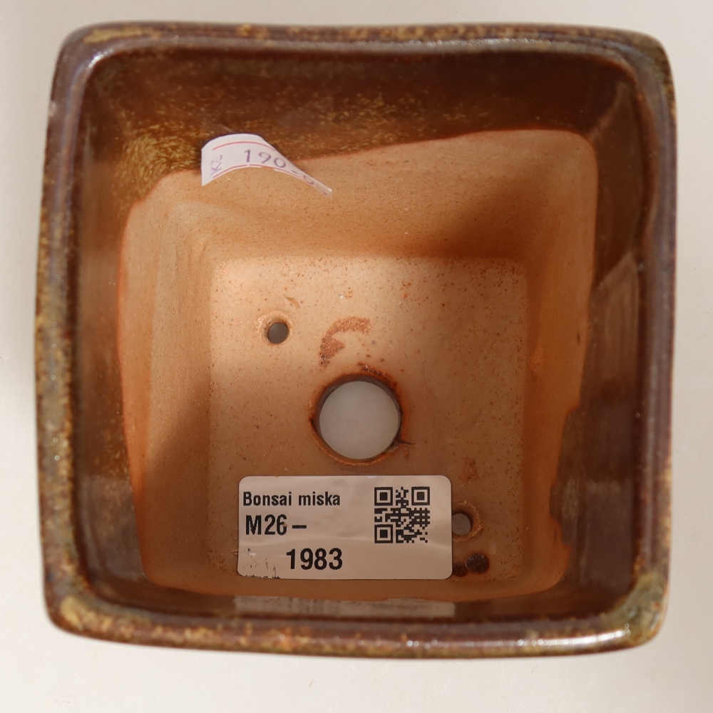 Keramická miska na bonsai 7,5 x 7,5 x 9,5 cm, farba hnedá