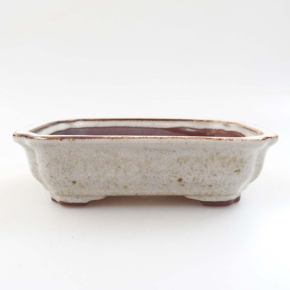 Keramická bonsai miska 14 x 10,5 x 4 cm, farba biela