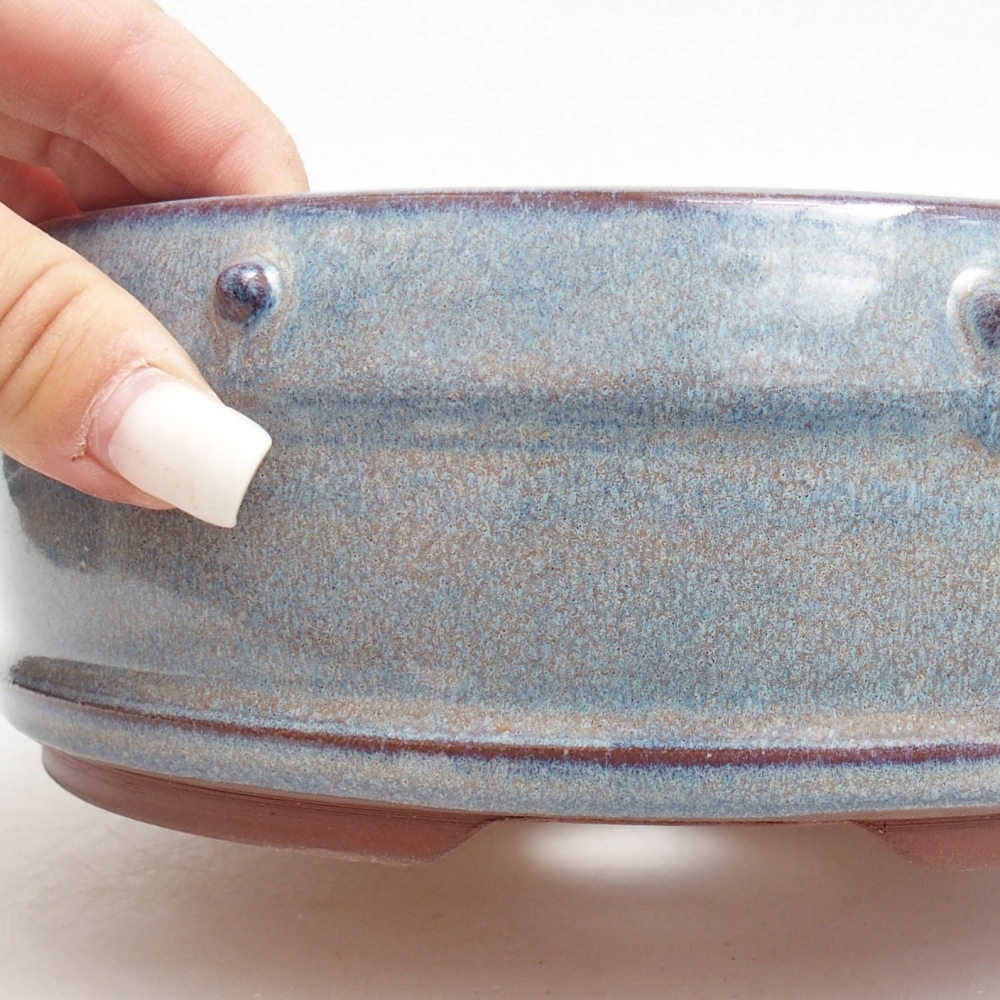 Keramická miska na bonsaje 18,5 x 18,5 x 7 cm, farba modrá