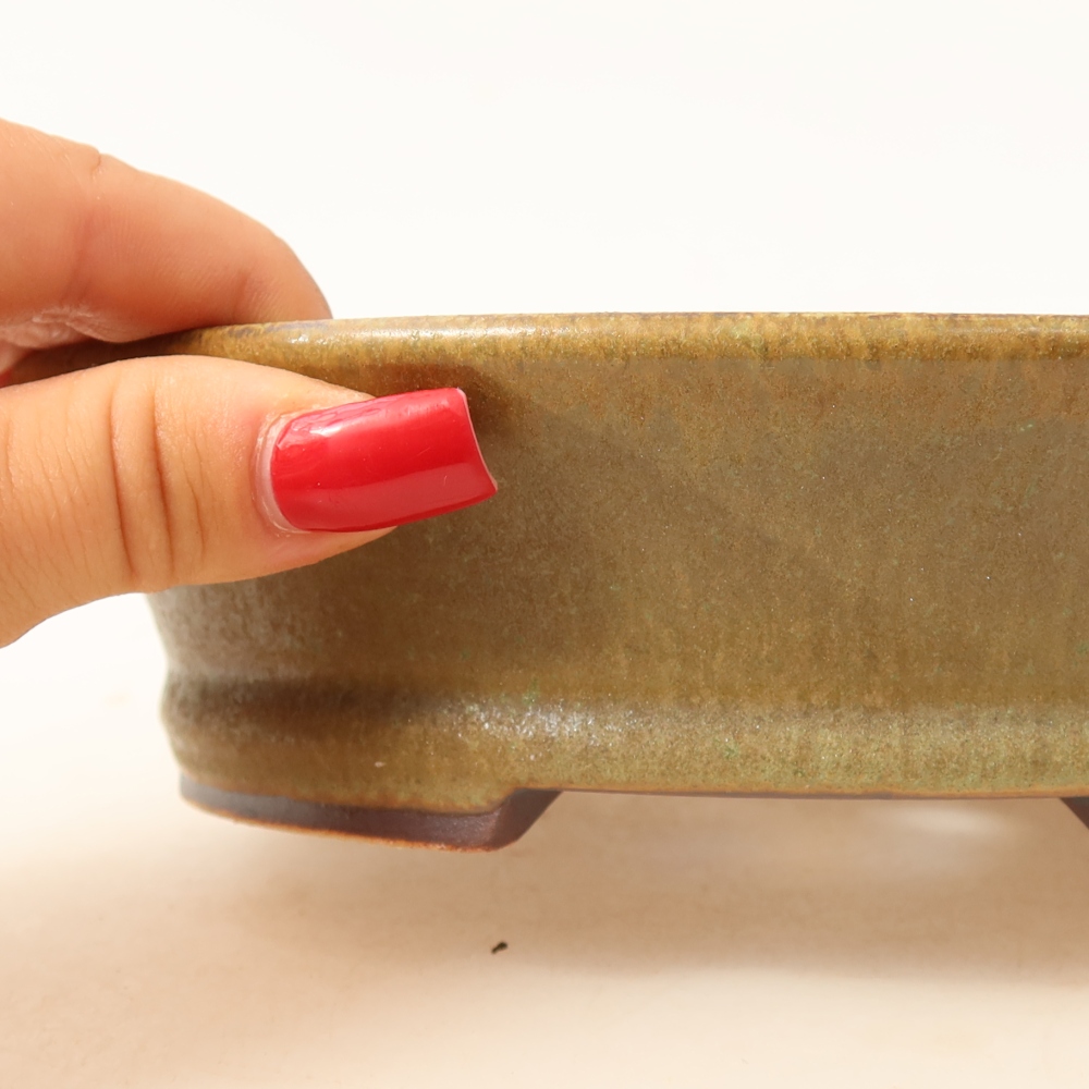 Keramická miska na bonsaje 17,5 x 16,5 x 4,5 cm, farba zelená