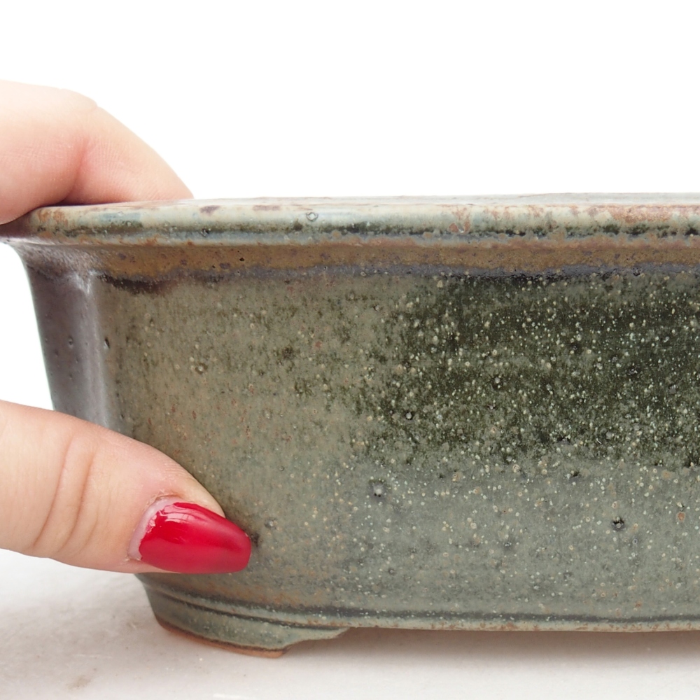 Keramická bonsajová miska 22 x 18 x 7,5 cm, zelená