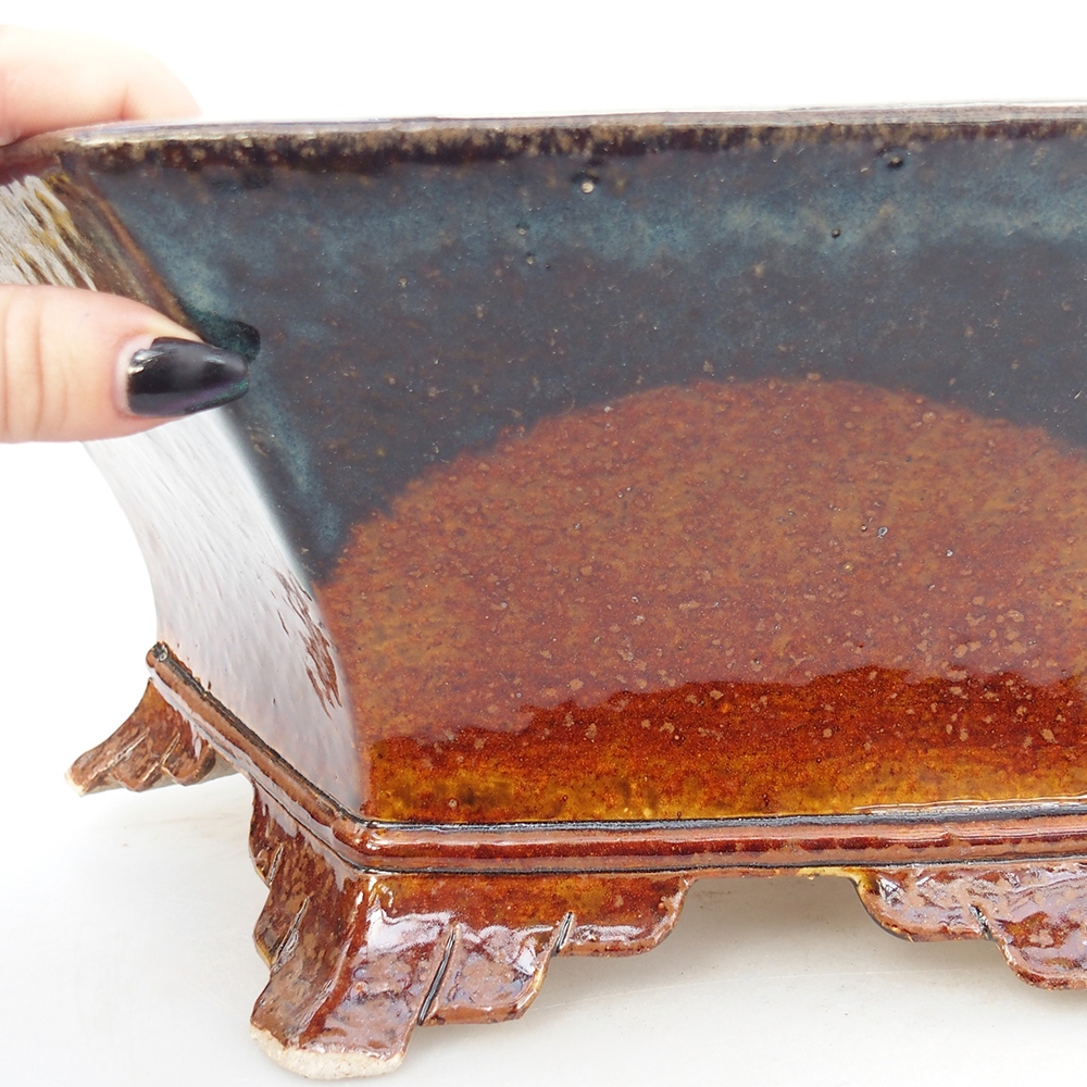 Keramická miska na bonsaje 36 x 31,5 x 14 cm, hnedá