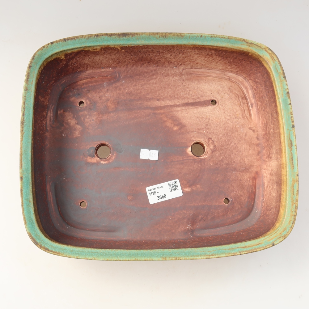 Keramická miska na bonsaje 29,5 x 24,5 x 7,5 cm, farba zelená
