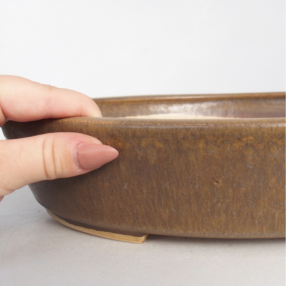 Keramická miska na bonsaje 31,5 x 27,5 x 6,5 cm, hnedá
