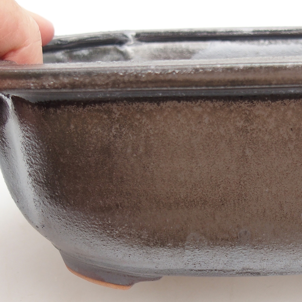 Keramická bonsajová miska 22 x 16,5 x 7 cm, farba kovu