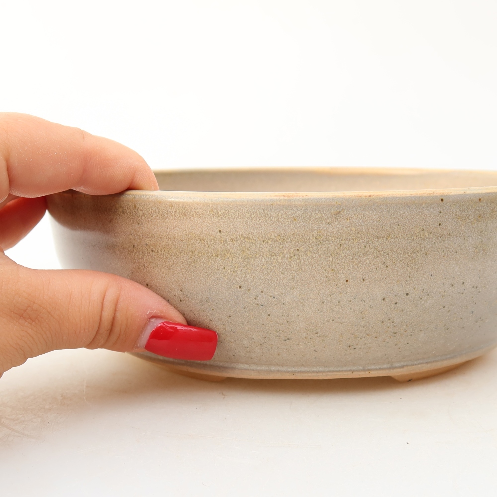 Keramická miska na bonsaje 17,5 x 17,5 x 6 cm, farba béžová
