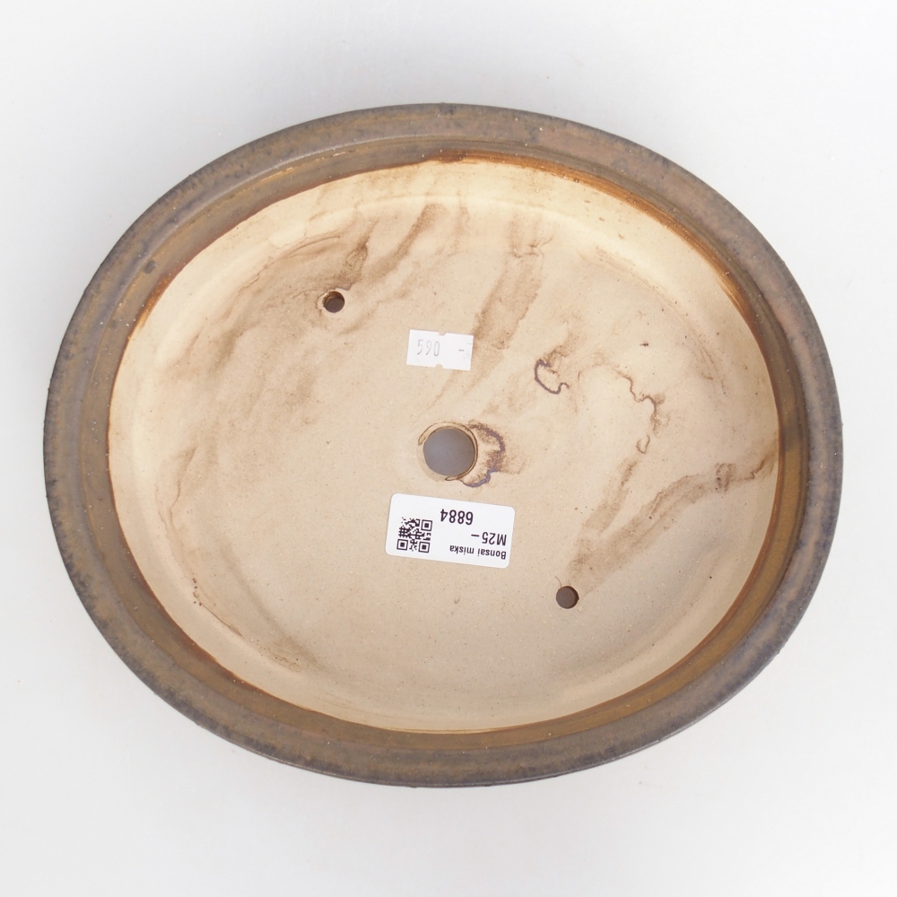 Keramická miska na bonsaje 24 x 20,5 x 5 cm, hnedá