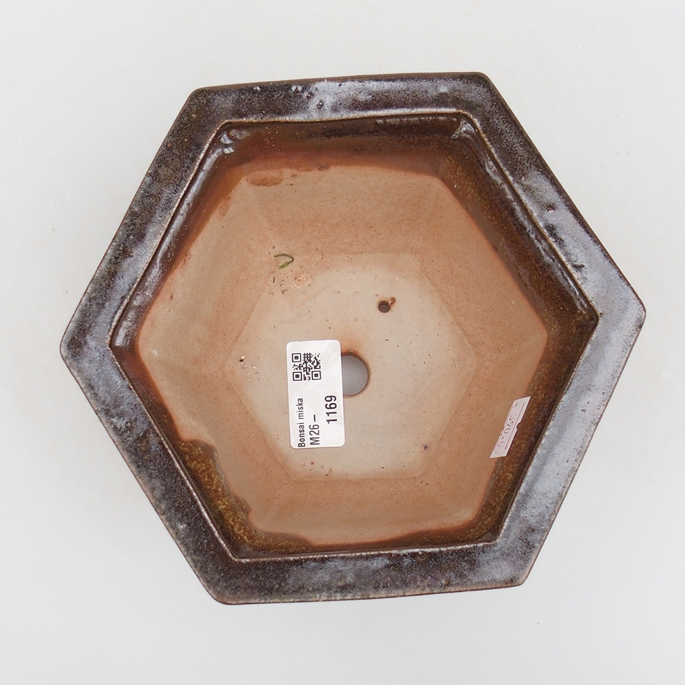 Keramická bonsajová miska 18 x 16 x 9 cm, farba hnedozelená