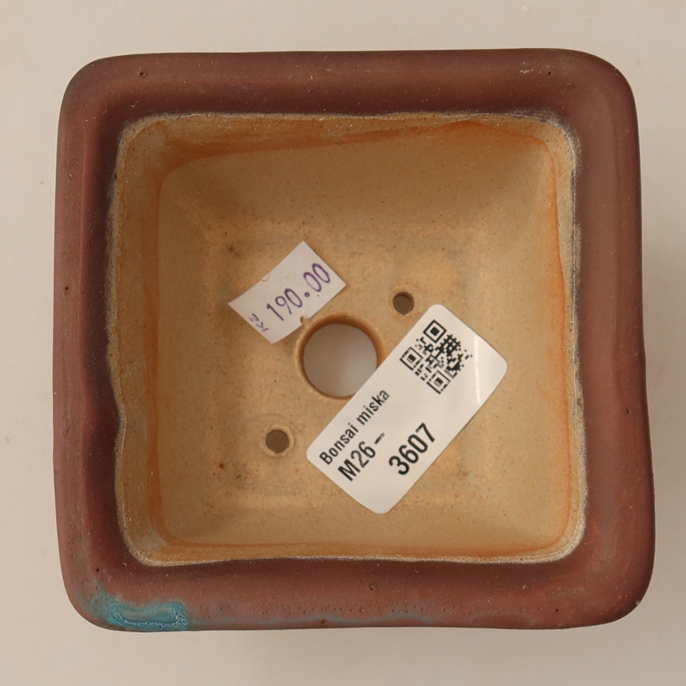 Keramická miska na bonsai 9,5 x 9,5 x 5,5 cm, farba: kovová