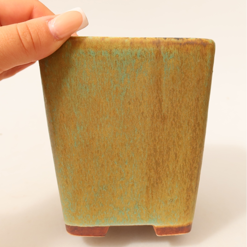Keramická miska na bonsai 10,5 x 10,5 x 12 cm, farba zelená