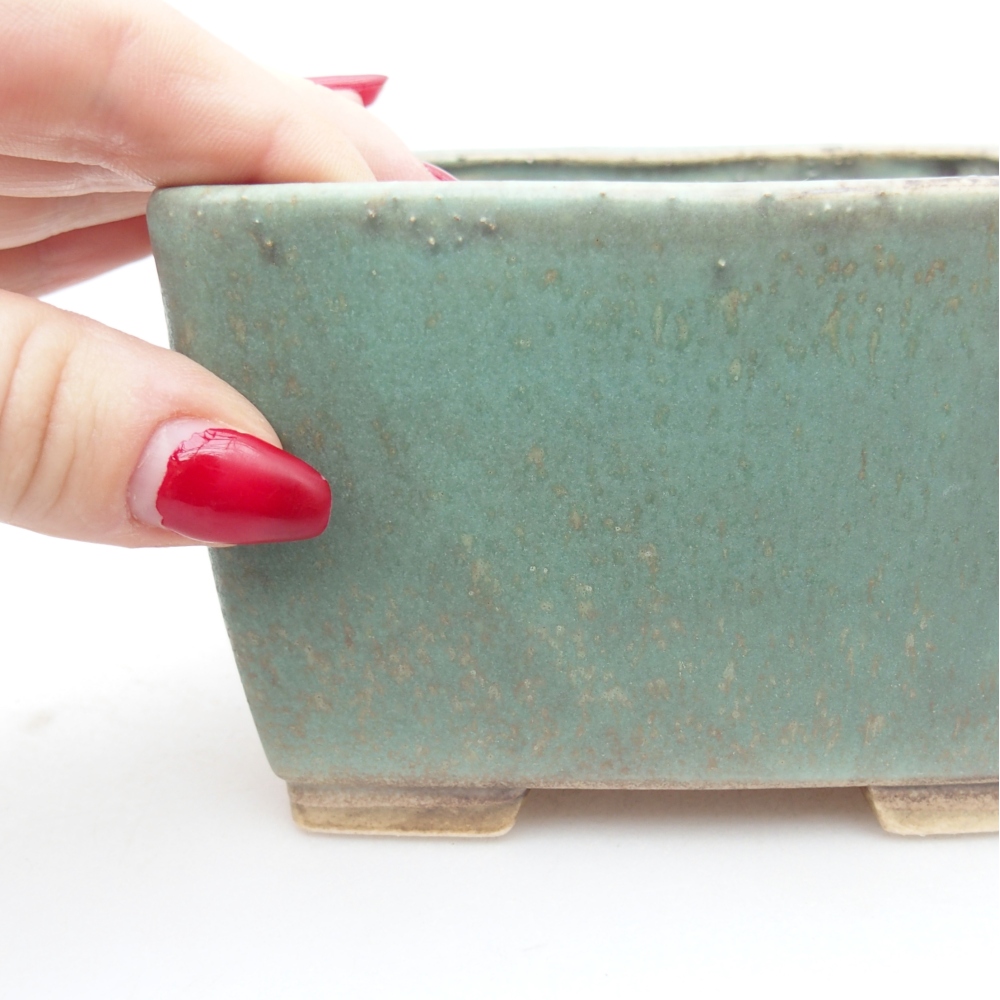 Keramická bonsajová miska 11 x 11 x 7 cm, zelená