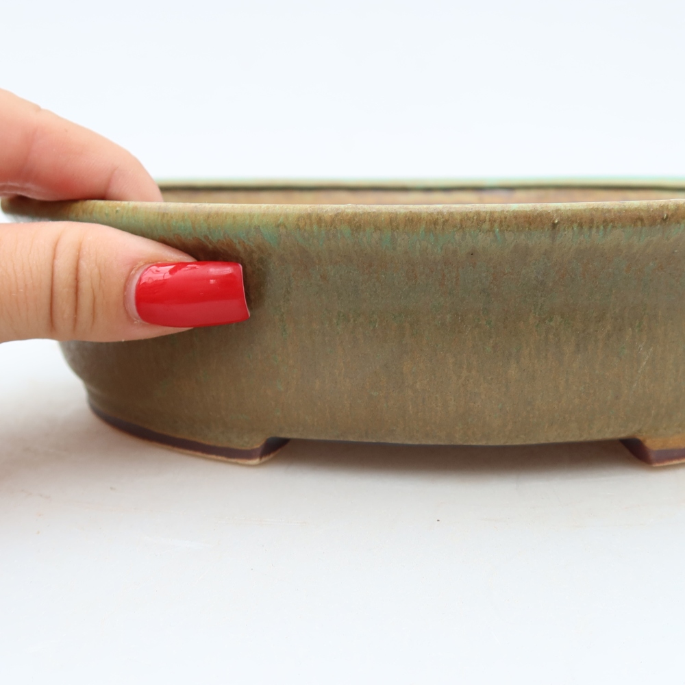 Keramická miska na bonsai 21 x 19,5 x 5 cm, farba zelená
