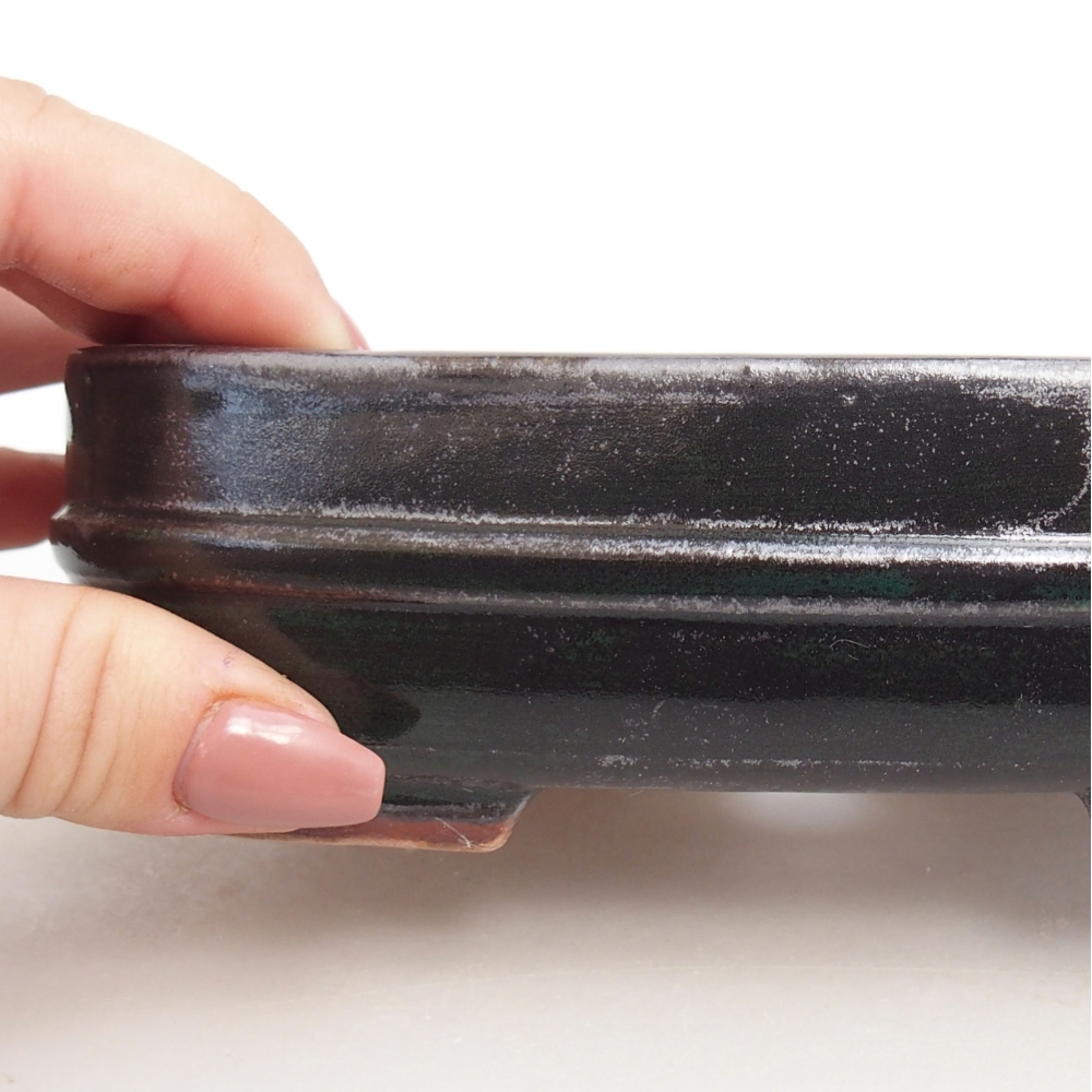 Keramická bonsajová miska 14,5 x 12,5 x 4,5 cm, farba čierna