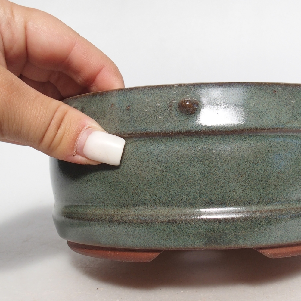 Keramická miska na bonsaje 14,5 x 14,5 x 7 cm, zelená