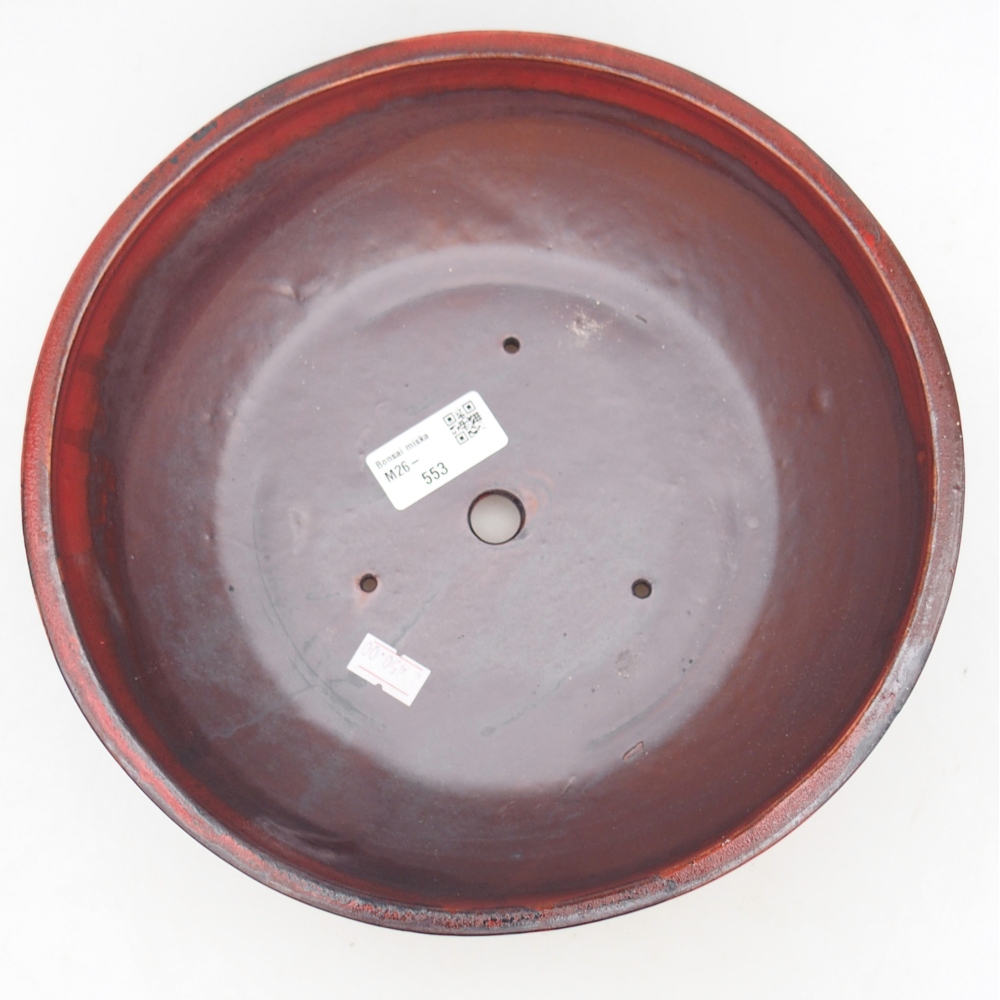 Keramická bonsajová miska 24,5 x 24,5 x 7,5 cm, farba červená