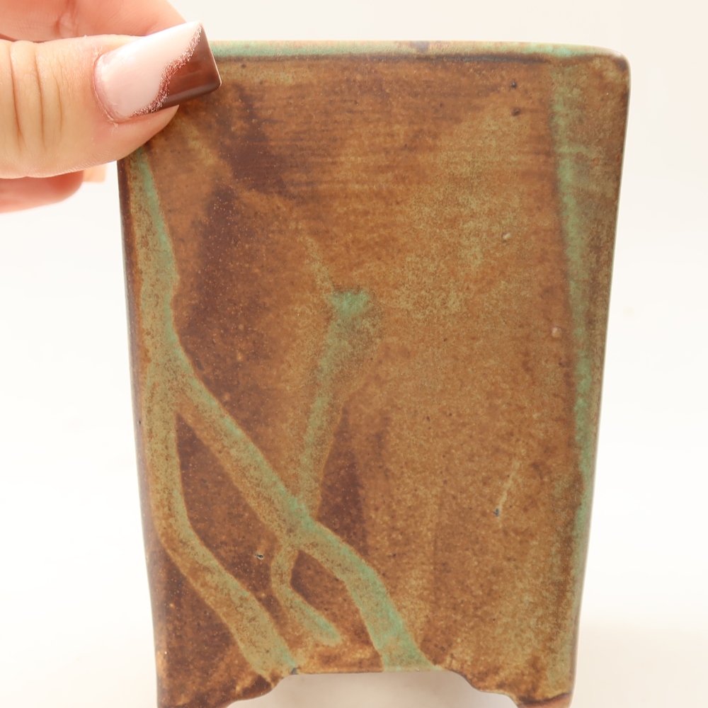 Keramická miska na bonsaje 9 x 9 x 11,5 cm, farba hnedá