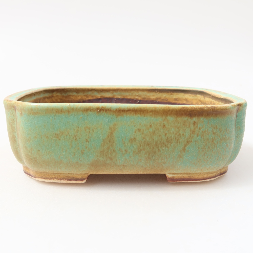 Keramická miska na bonsai 14 x 12 x 4 cm, farba zelená