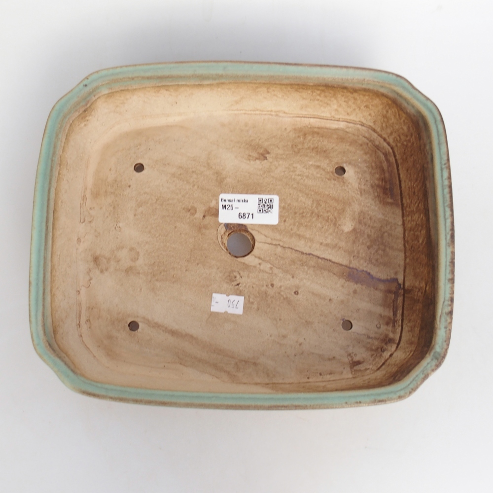 Keramická bonsajová miska 25 x 21,5 x 6,5 cm, zelená