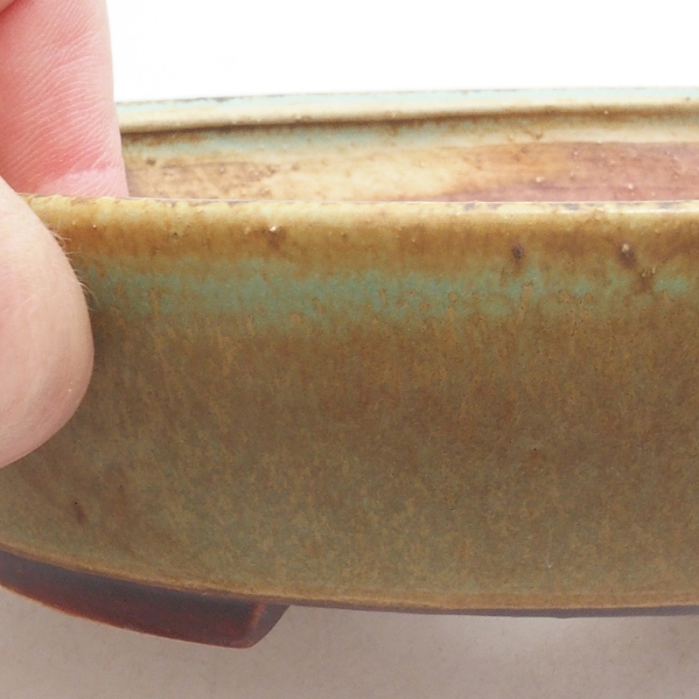 Keramická bonsai miska 18 x 16 x 4 cm, farba zelená