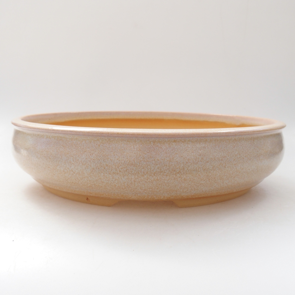 Keramická miska na bonsaje 25,5 x 25,5 x 6 cm, farba béžová