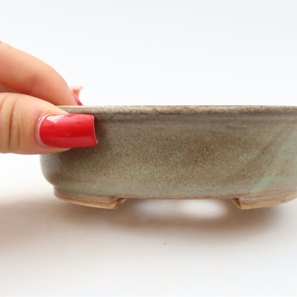 Keramická miska na bonsai 12,5 x 11,5 x 3,5 cm, farba zelená