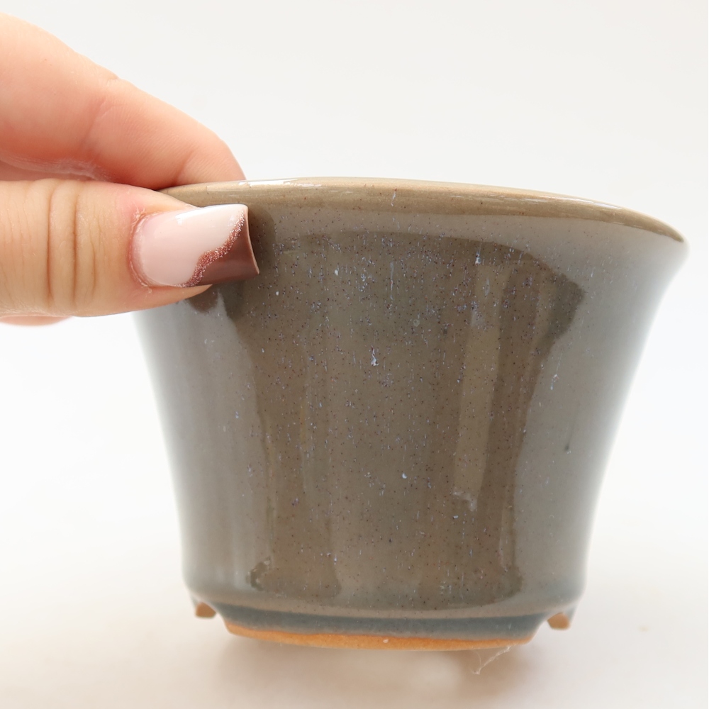 Keramická miska na bonsaje 11 x 11 x 7 cm, farba sivá