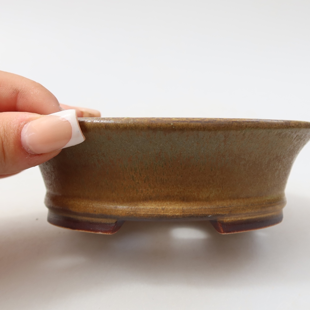 Keramická miska na bonsai 12,5 x 11,5 x 4 cm, farba zelená