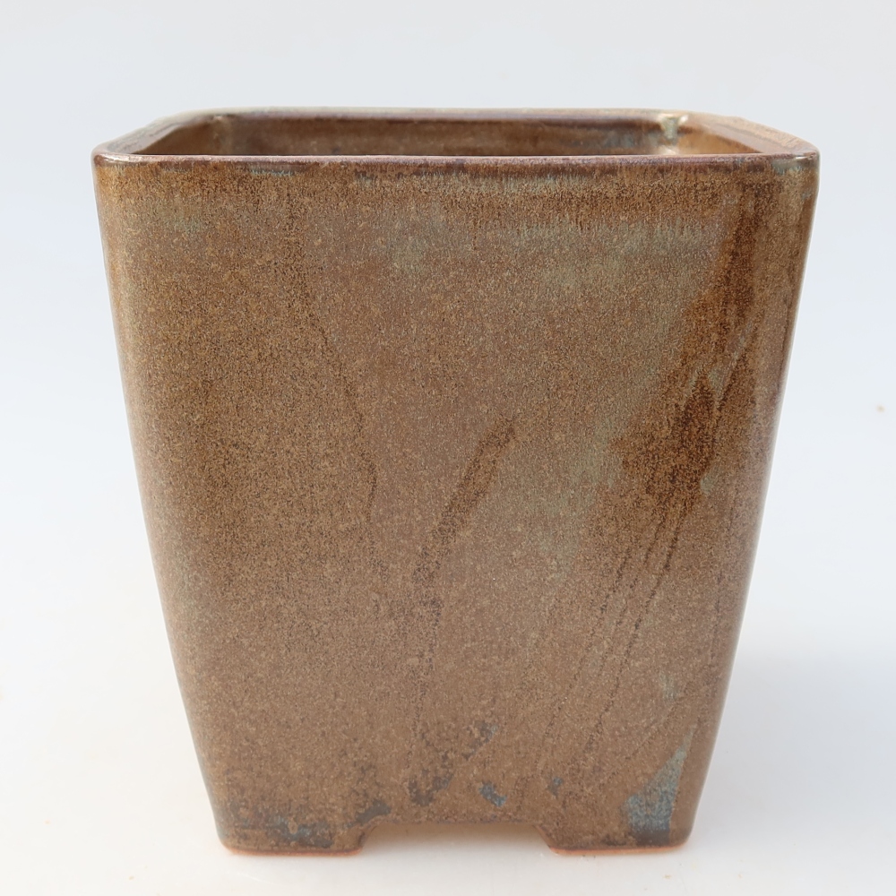 Keramická miska na bonsaje 13,5 x 13,5 x 15 cm, farba hnedá