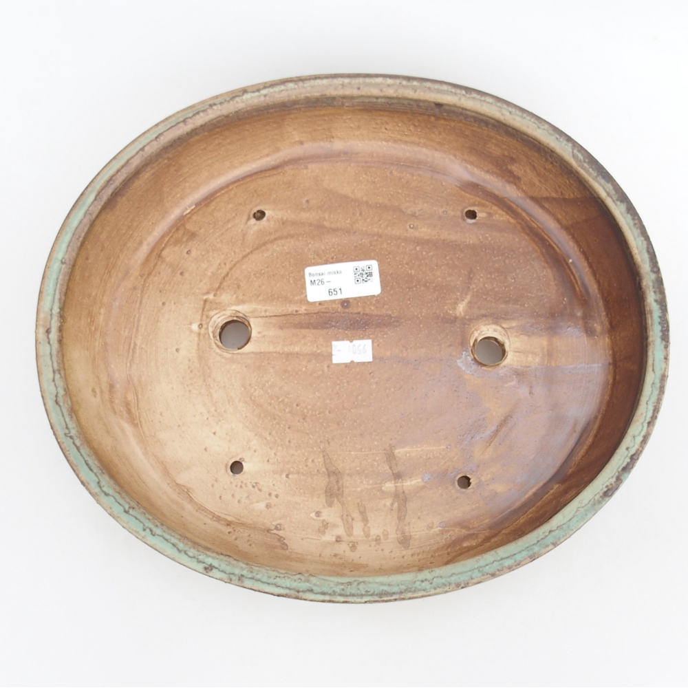 Keramická miska na bonsaje 31,5 x 28,5 x 6,5 cm, zelená