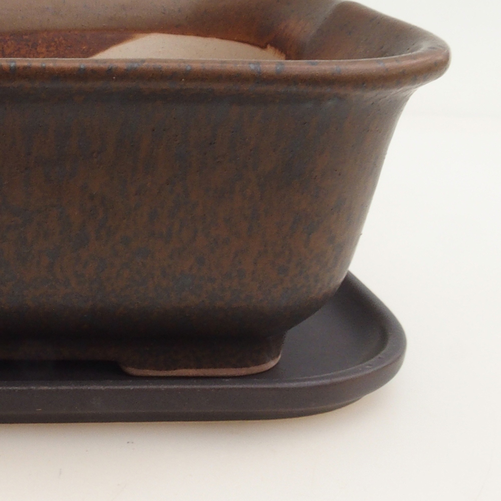 Bonsai miska + podmiska H36 - 17 x 15 x 7,5 cm. - hnedá