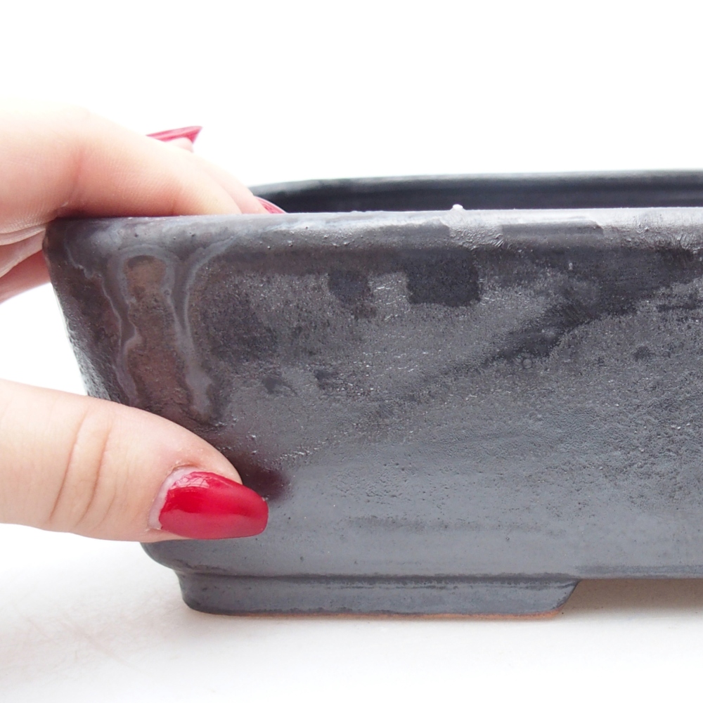 Keramická miska na bonsaje 26,5 x 20 x 6,5 cm, čierna